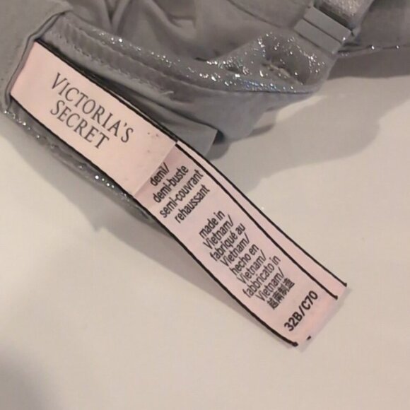 Victorias Secret Uplift Semi Demi Bra Push Up Underwire Glitter Convertible 32B - Picture 12 of 13